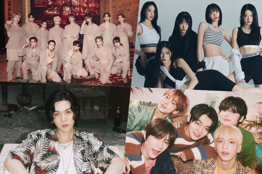 SEVENTEEN、LE SSERAFIM、Suga、TXT、TWICE、Jimin 和 Stray Kids 在 Billboard 的世界专辑排行榜上名列前茅