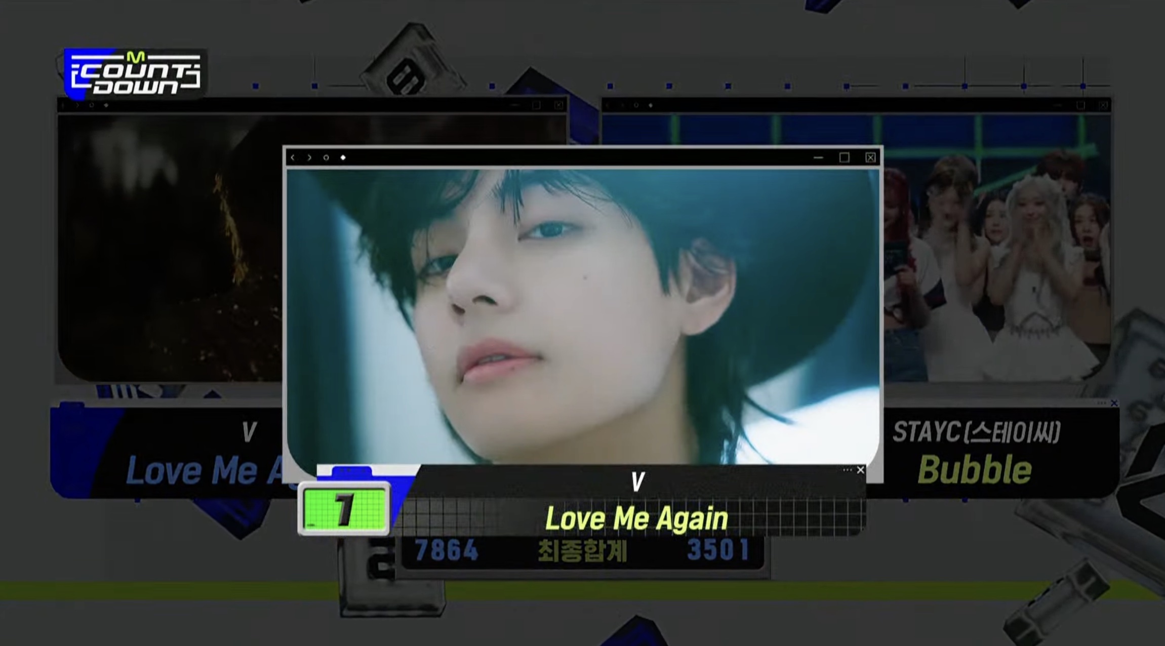 观看：BTS 的 V 在“M Countdown”中凭借“Love Me Again”获得第一场胜利； aespa、AKMU 等的表演