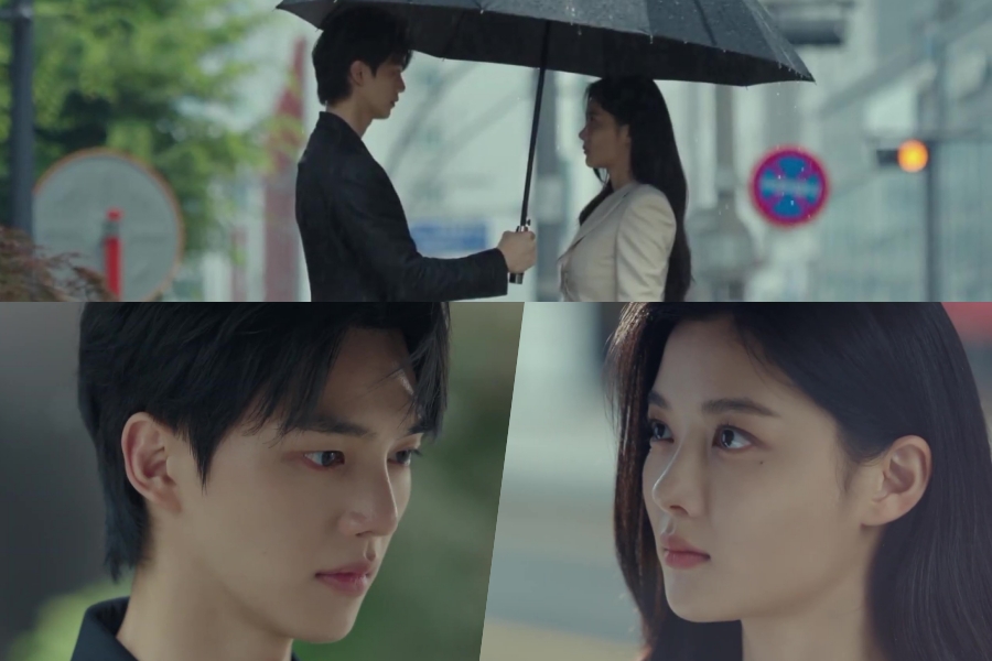 观看：宋康在即将上映的爱情剧《我的恶魔》中为金裕贞挡雨